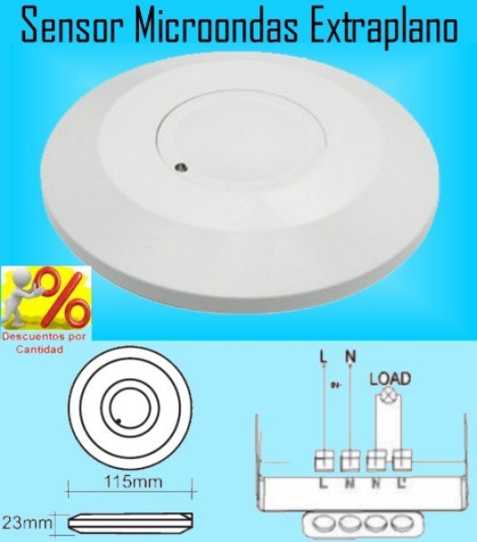 Detector de Movimiento y Presencia Sensor Microondas (Radar) Extraplano